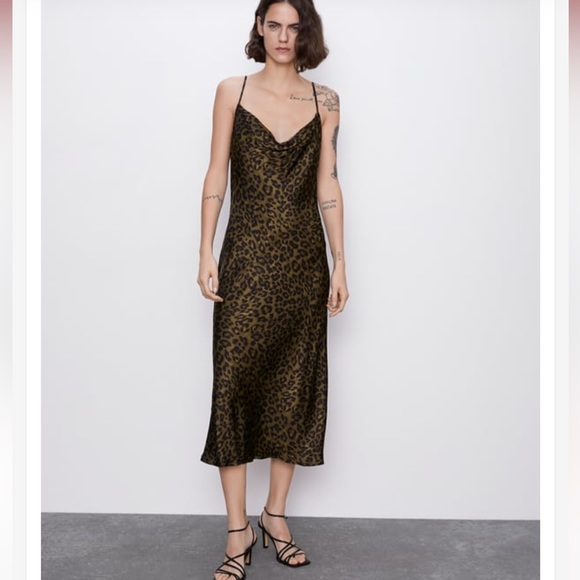 Zara Dresses & Skirts - Zara woman’s Animal print Flowing Camisole Midi slip on dress